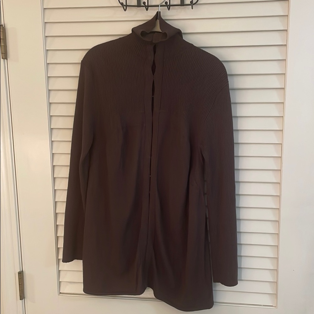 Rundholtz Vintage Brown Cowl Neck Sweater with Relaxed Fit Cropped Unique Back
